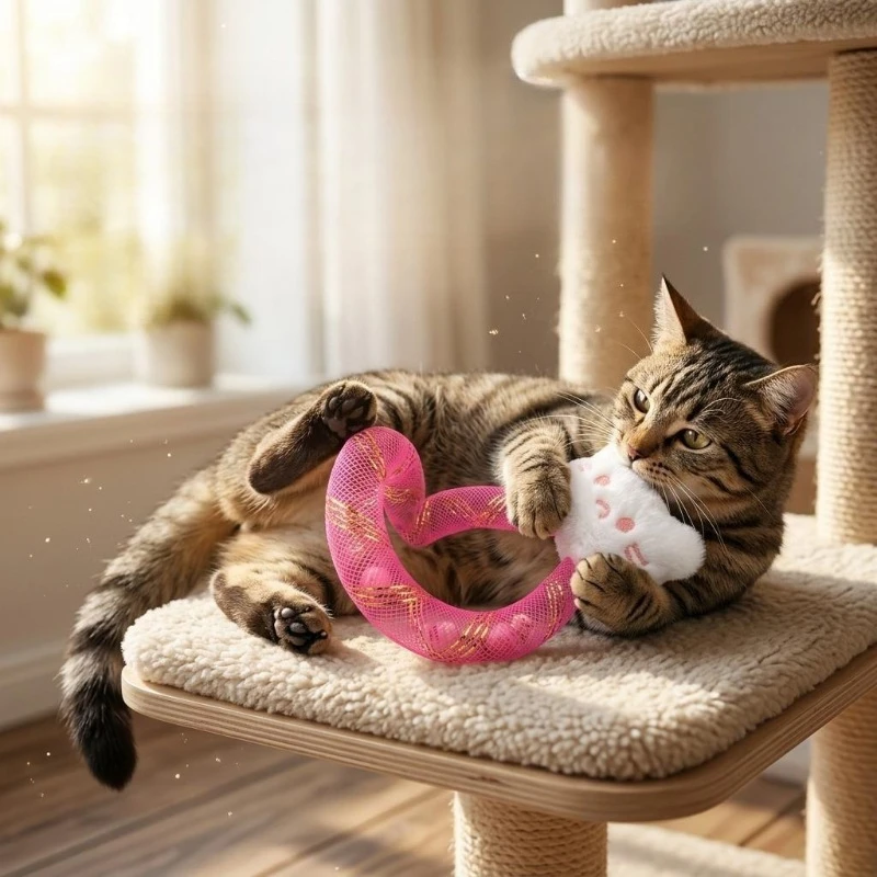 Cat Chew Toy Squeaky Bell Teasing Chew-resistant Plush Cat Toy Amuse Oneself Cute Interactive Cat Toy Supplies