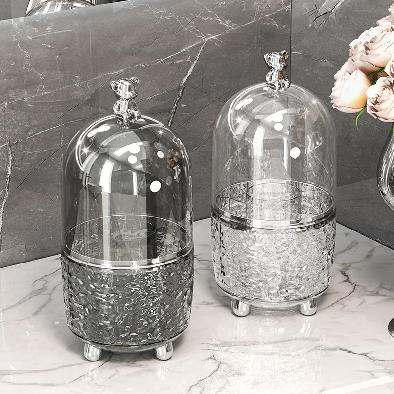 1 Pc Cosmetics Storage Box Advanced Sense Makeup Brush Rotating Desktop Large Capacity Dustproof Dresser Storage Container