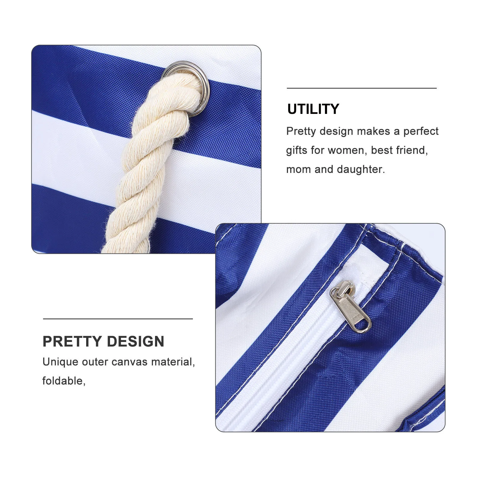 1Pcs Large Beach Tote Bag Waterproof Sand-Resistant Pouch for Pool Party Travel Gym Yoga Picnic Camping Blue Easy Clean Foldable