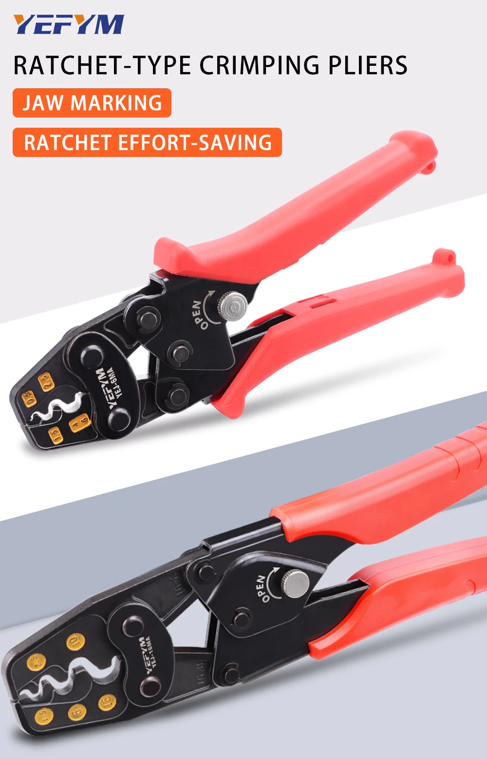 Insulated Terminals & Non-Insulated Terminals Cold Crimping Pliers Multifunctional Ratchet Crimping Tool YEJ-16MA/6MA/1MA