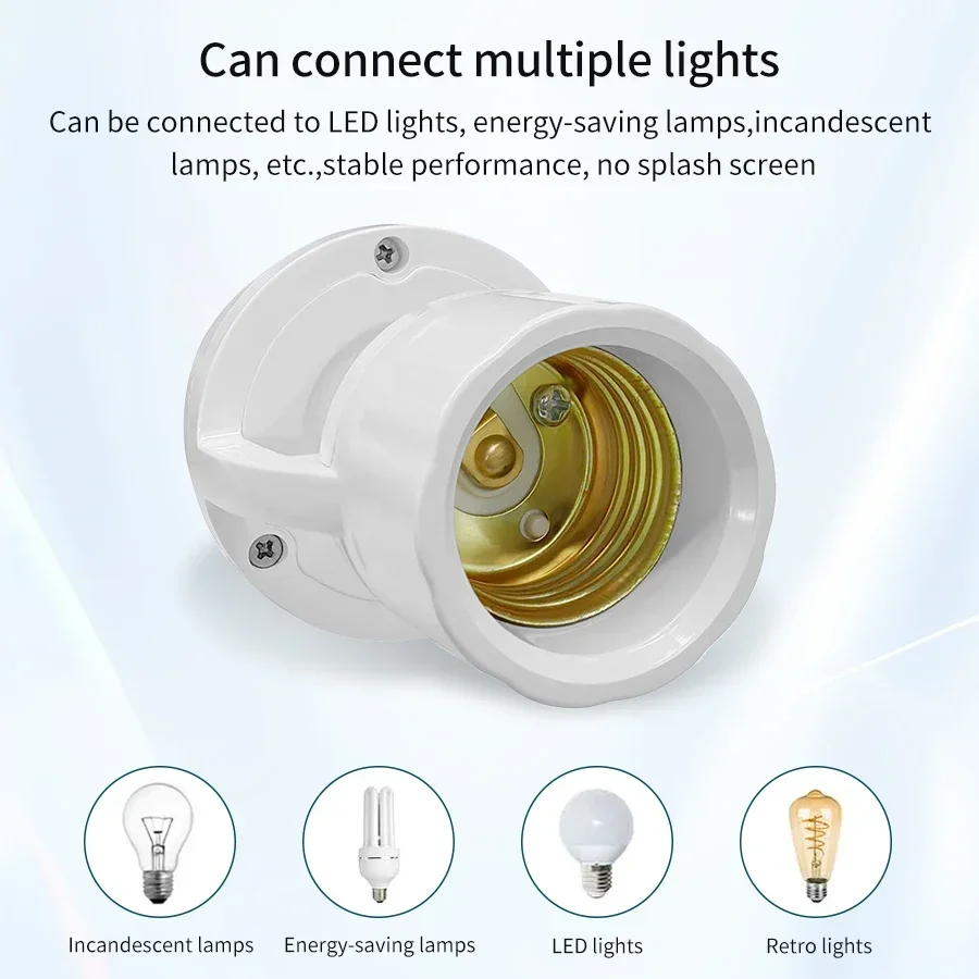 PIR Motion Sensor E27 Bulb Socket Lamp Base AC110-220V Human Body Detector Home Automation Auto On Off Light Switch Adjustable view 6