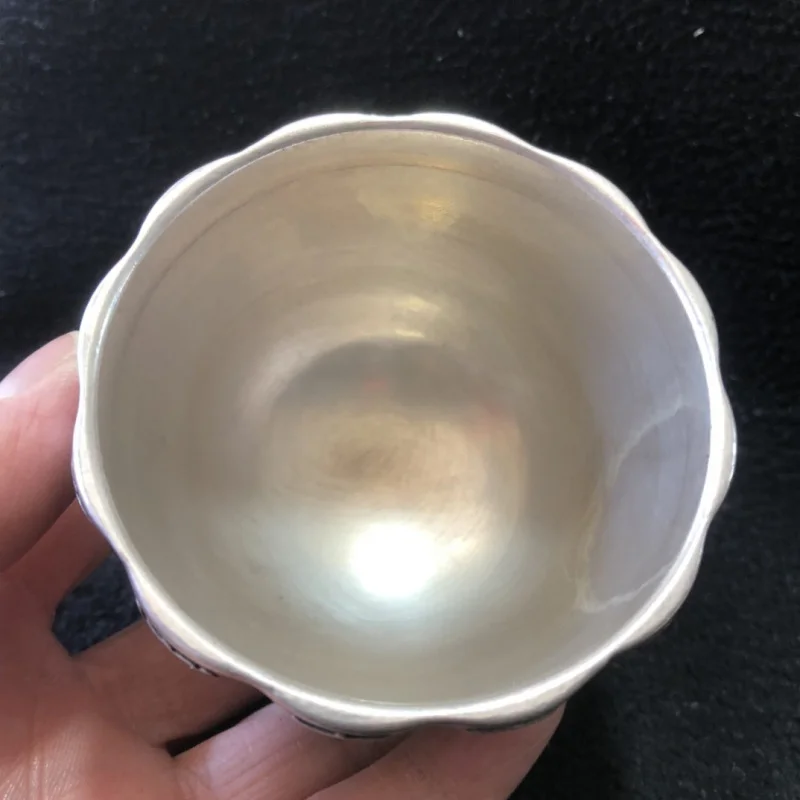 Antique Gilt Ancient Bowl Ornament Small Copper Retro Pet Relief Silver Tea Cup