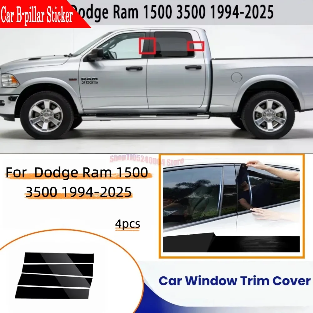 

Complete 6PCS B C Pillar Sticker Window Trim Covers Center Film For Dodge Ram 1500 3500 1994-2025 Car Accessories