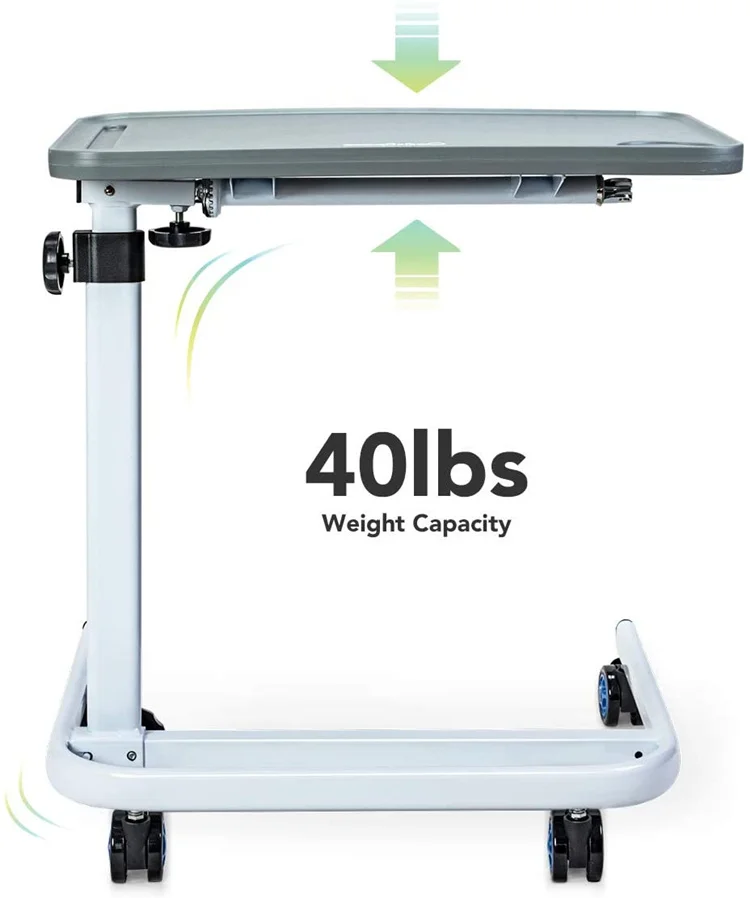 طاولة فوق السرير، طاولة سرير مستشفى قابلة للتعديل مع حامل للاستخدام المنزلي في المستشفى - طريح الفراش وكبار السن والمساعدة في المريض #2