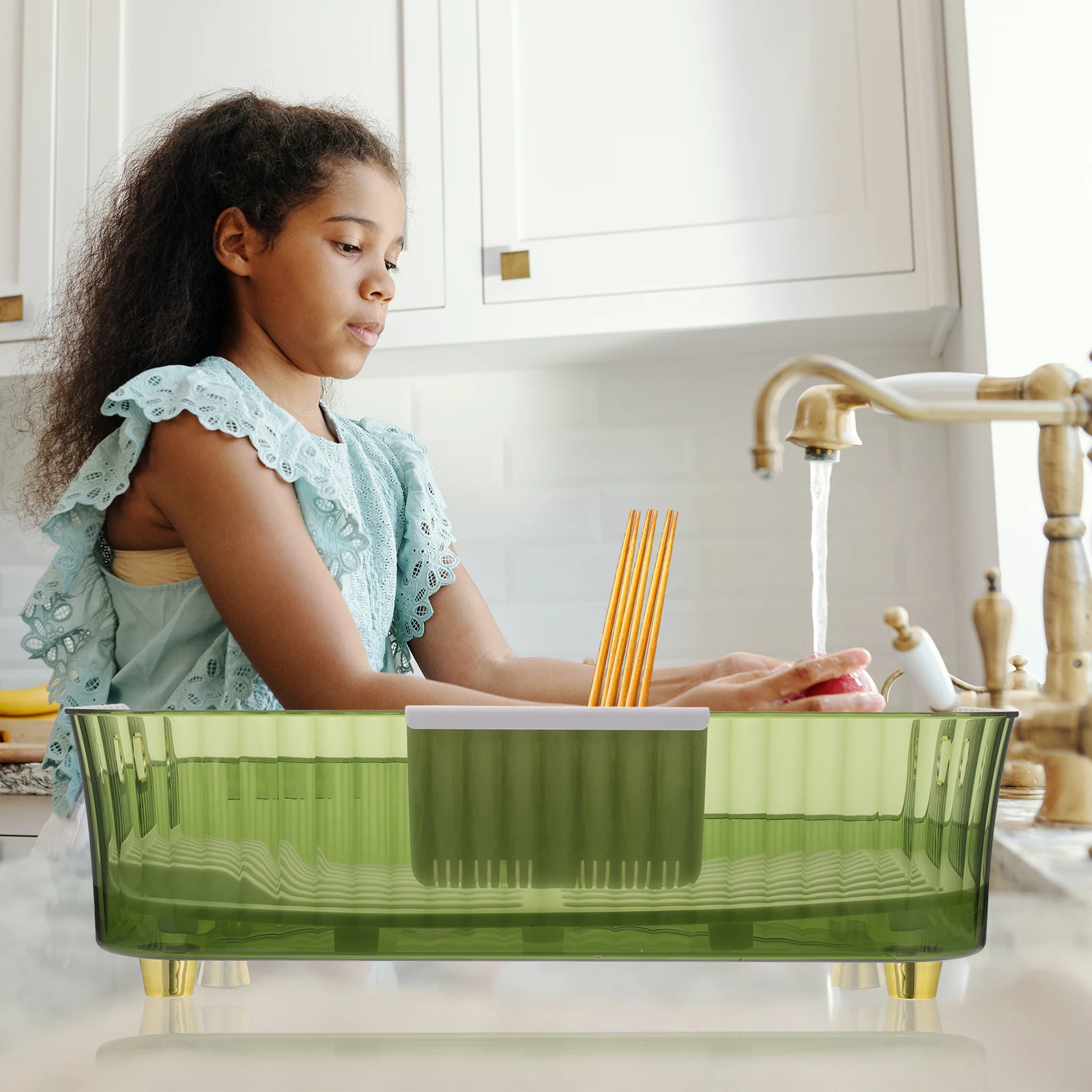 

Transparent Drying Rack Dish Drainer Vegetable Fruit Sink Kitchen ganizer Storage Rack for Tableware Holder Cabinet