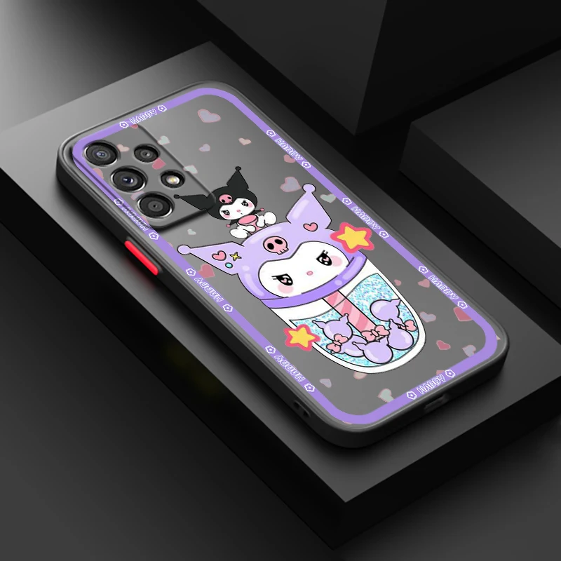 Kuromi Melody Pink для Samsung A73 A72 A54 A53 A52S A34 A32 A33 A24 A23 A22S A02 Lite Матовый Прозрачный чехол для телефона