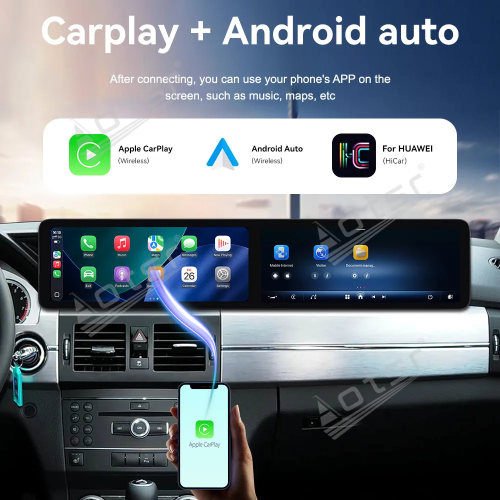 Dual 12,3 ''Android 13 para mercedes-benz GLK 2009-2012 navegación GPS para coche CarPlay HD pantalla táctil unidad principal reproductor Multimedia