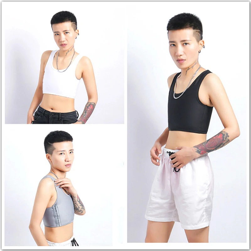 

Casual Breathable Buckle Short Chest Breast Binder Vest Tops Chest Binder Underwear Tank Tops Bandage Breathable Side Hook