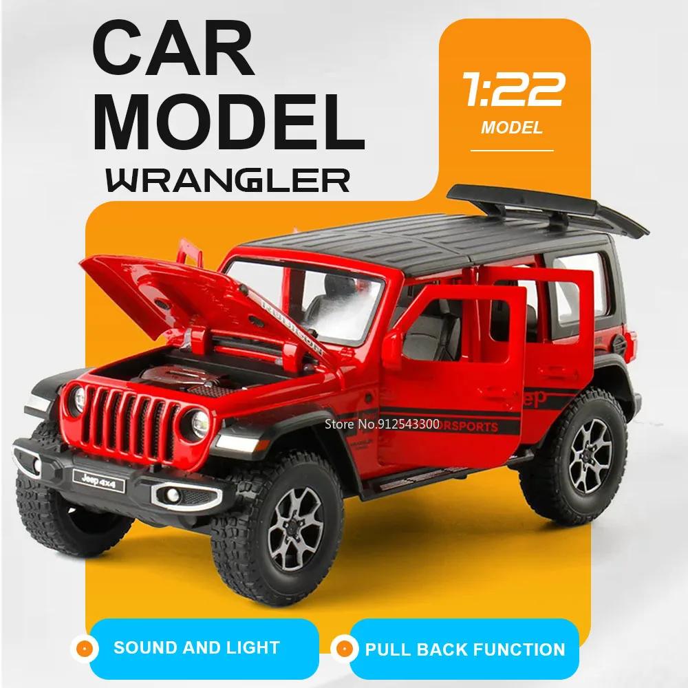 

1:22 Scale Wrangler G63 6X6 Car Model Toy Doors Opened Sound Light Cars Pull Back Alloy Diecast Miniature Models Home Decoration