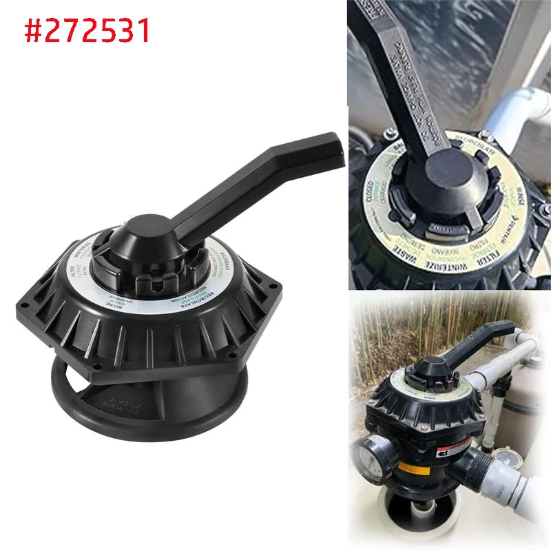 

272531 Hi-Flow Top Valve Assembly Compatible with Pool/SPA Filters and Valves, Black, Replaces 262504, 262505,262506