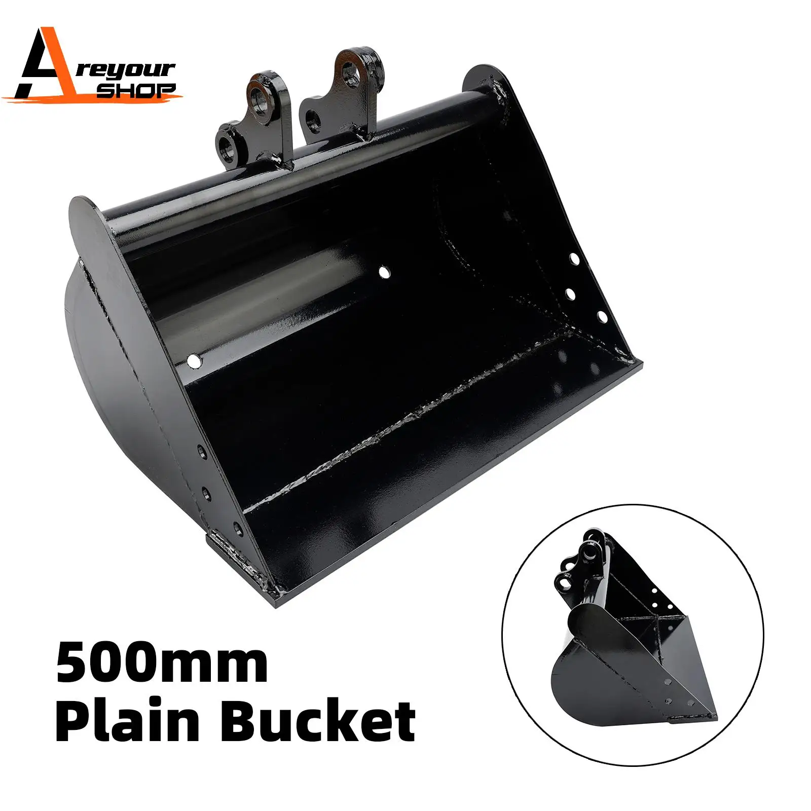 

Areyourshop 500mm Plain Bucket Attachment for Mini Excavators Excavator Small Digger