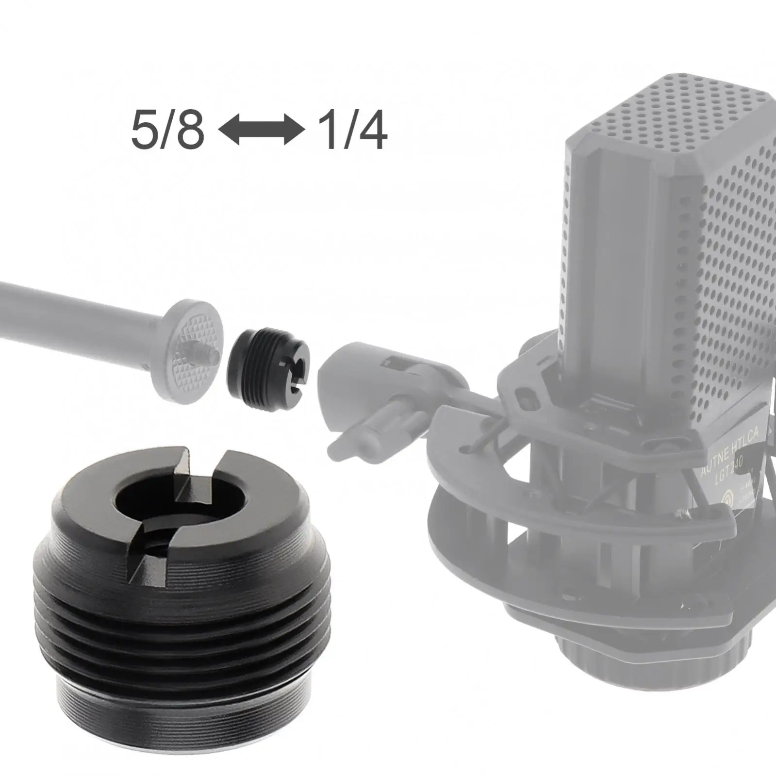 5/8-inch mannelijk naar 1/4 inch vrouwelijk microfoonstandaardhouder adapters giekarm schroefdraadadapter, microfoonstandaardadapter