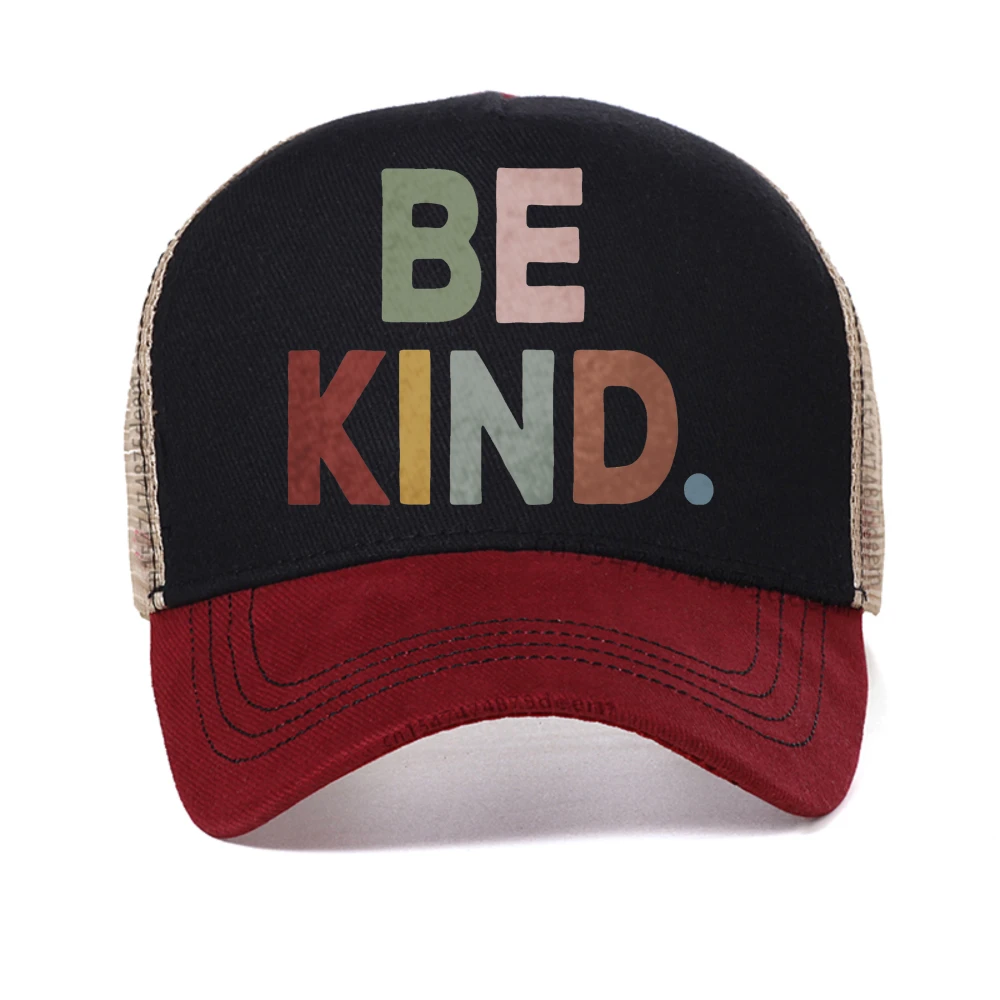 

BE KIND letter baseball cap Men's Summer Print mesh hat outdoor Casual sport caps Adjustable Breathable Snapback hats