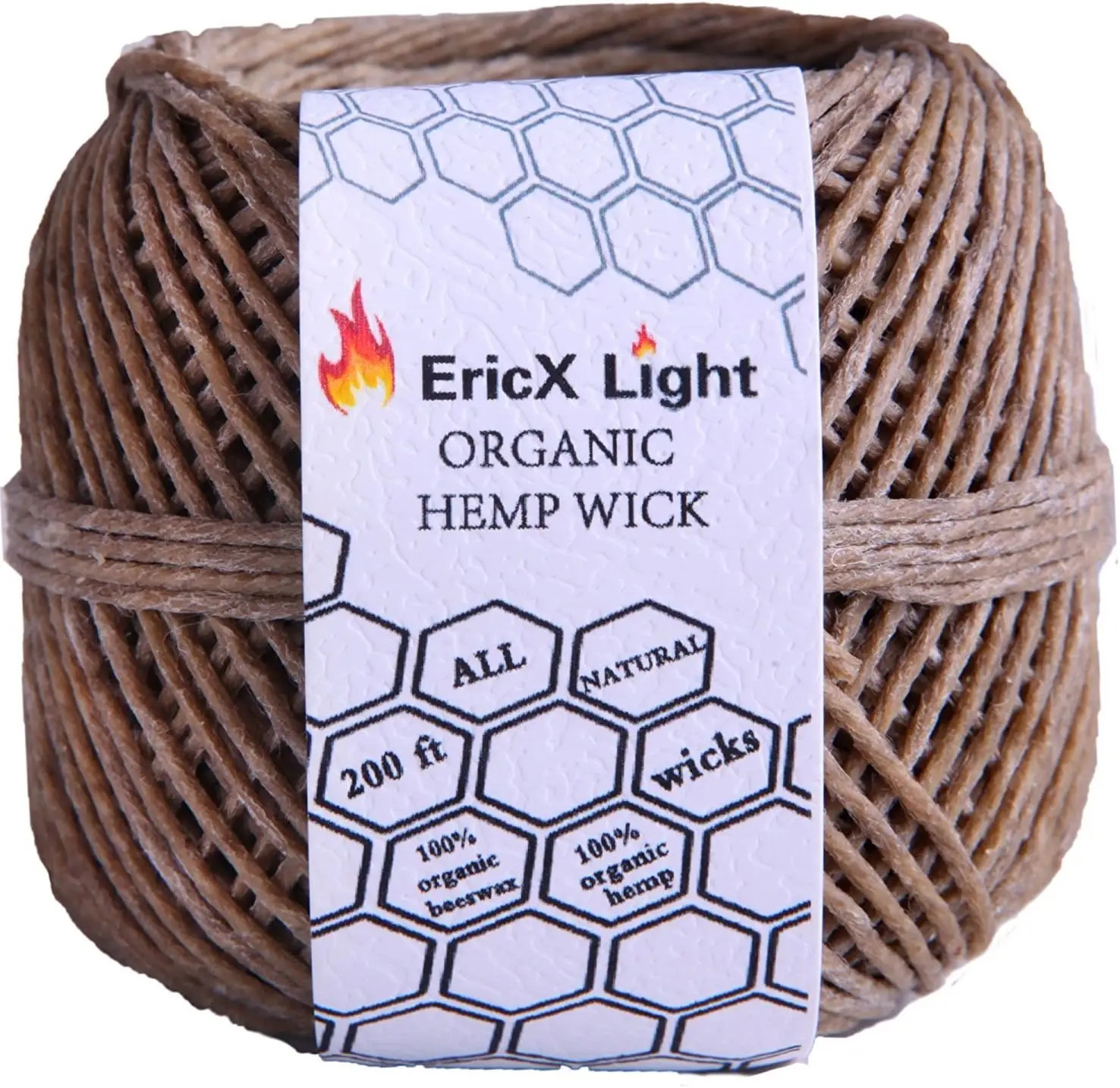 

Organic Hemp Wick, 200 FT Spool, Beeswax Coated, Slow Burning for Smooth Flames