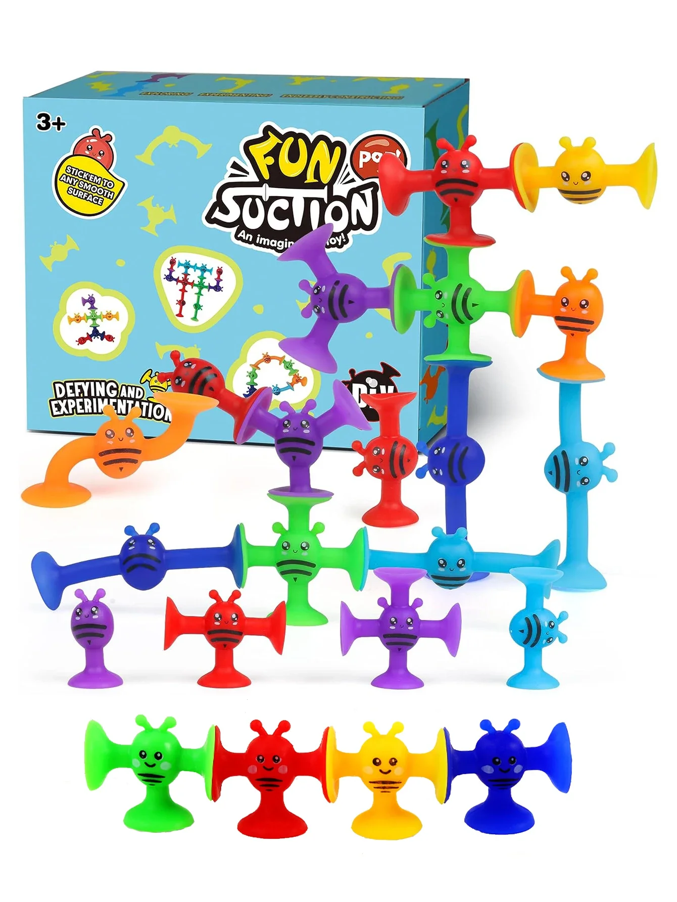 Juego de juguetes con ventosa para abejas pequeñas, bloques de construcción suaves con ventosa Pop, juego interactivo para padres e hijos, juguetes para baño con ventana