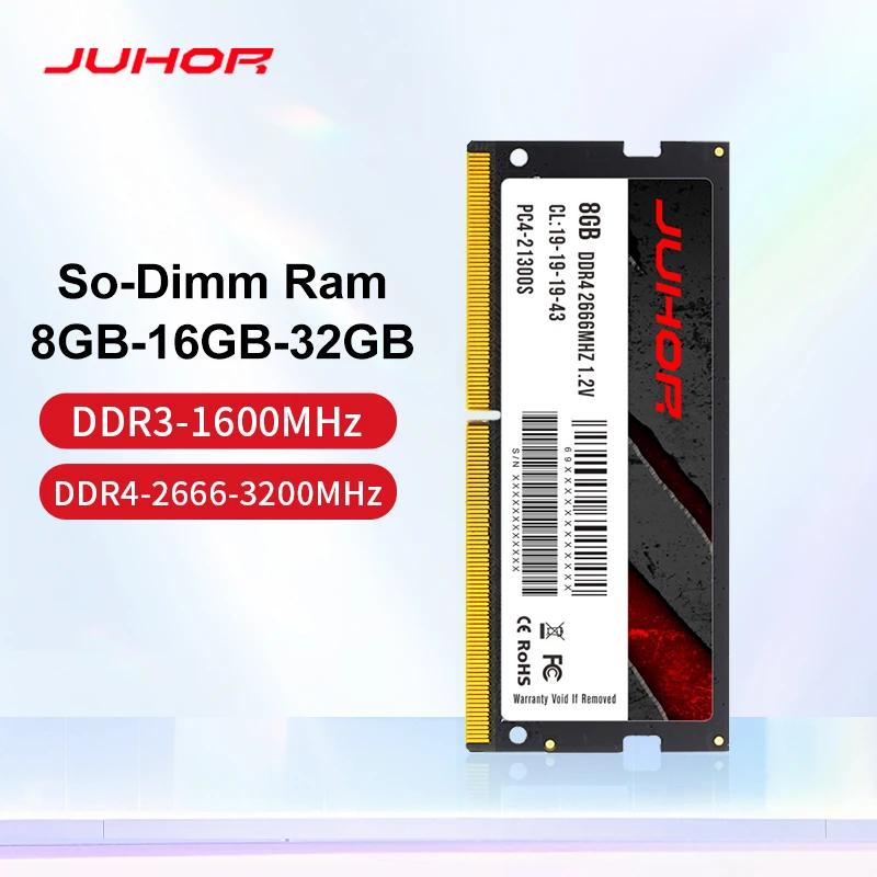 ОЗУ JUHOR для ноутбука 8 ГБ 16 ГБ 32 ГБ DDR4 2666 МГц 3200 МГц DDR3 8 Гб 1600 МГц память для ноутбука Sodimm Memoria