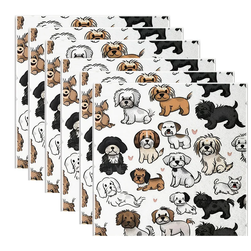 2/4/6Pcs, Cute Puppy Kitchen Towels, 30Cm*30Cm Towel Set, Be