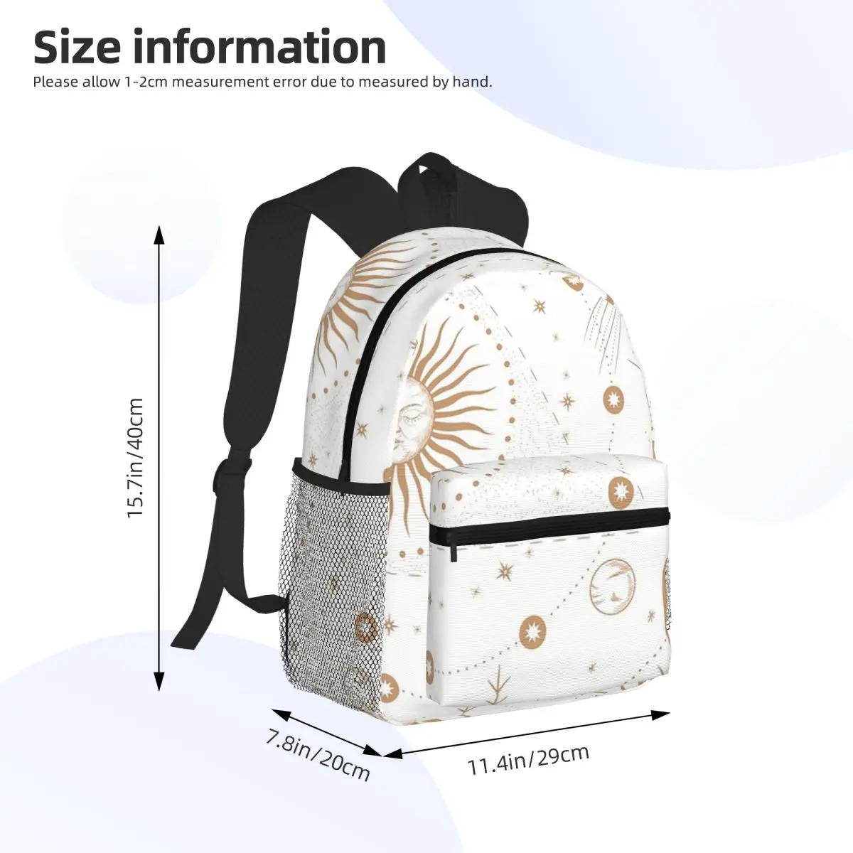 Stars Sun Moon Constellation Planet Eyes Student Backpack School Bag Hiking Travel Daypack for Men Women Bookbag Shoulder Bags