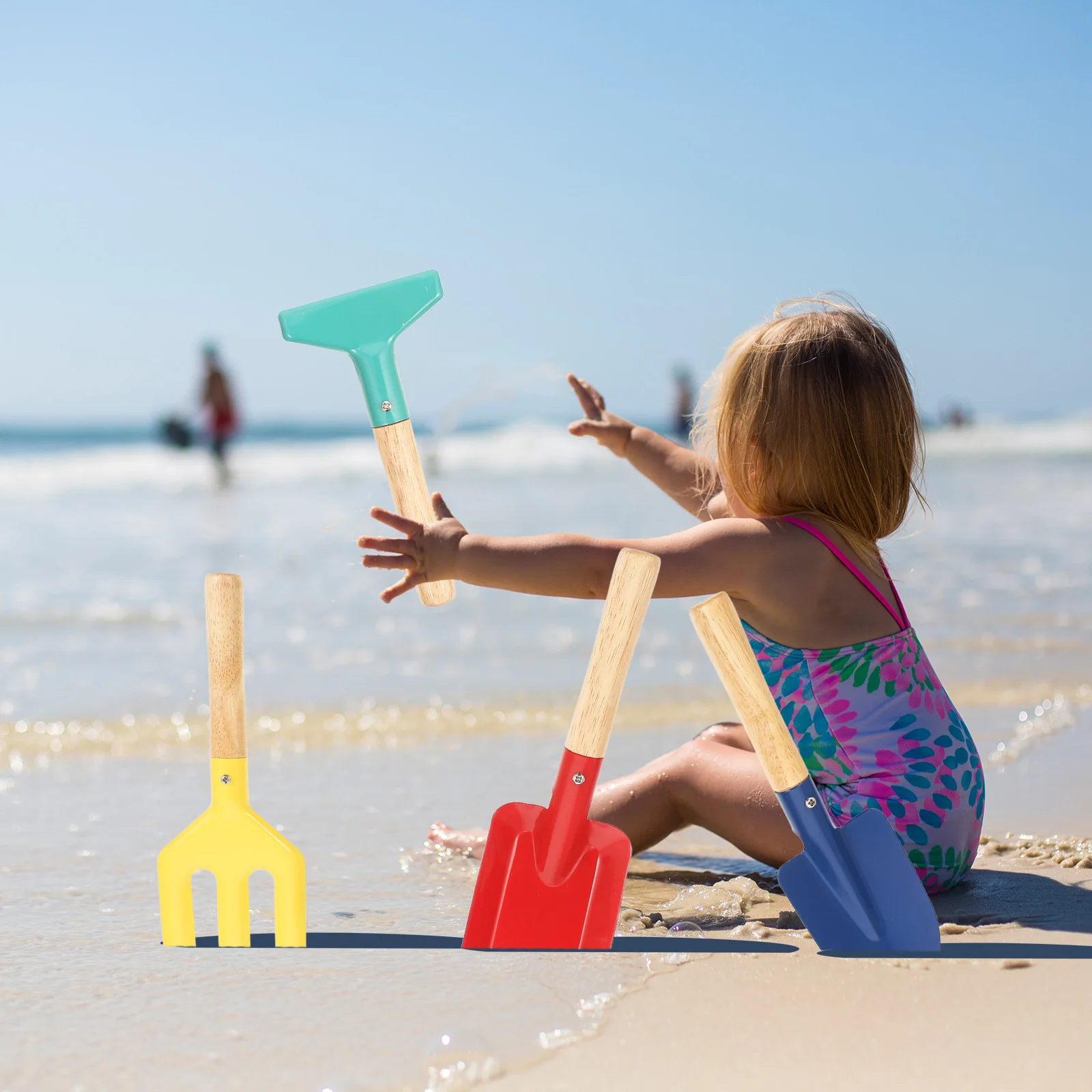 

Kids Gardening Tools Set Metal Yard Rake Trowel Shovel Rustproof Handle Easy Grasp Perfect Schools Beaches Parks Backyards