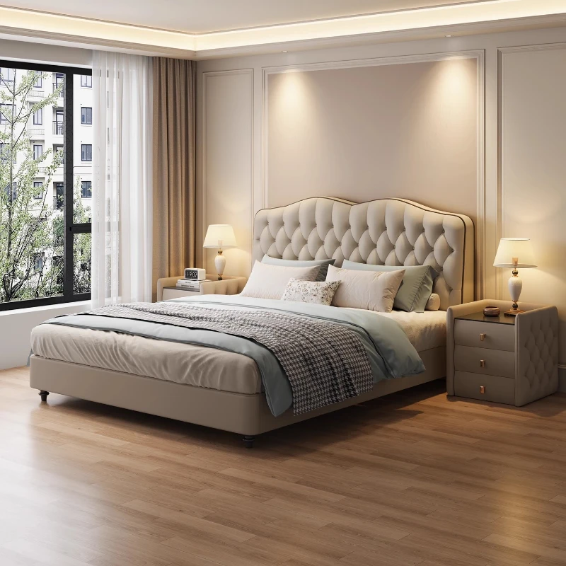 

Fashionable Princess Beds Comfortable Designer Safe Cheap Double Aesthetics Beauty Bed Bedroom Soft Cama Casal Home Furniture