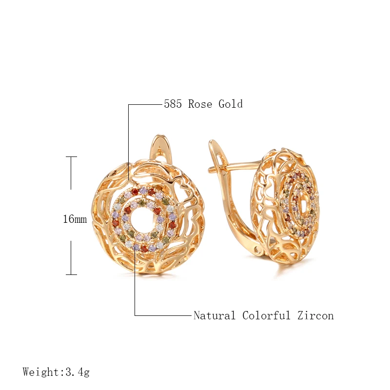 Moroccan Desert Style Colorful Natural Zircon Earrings for Women Irregular Disk Lines Bilateral Zircon Clip Earring Fine Jewelry