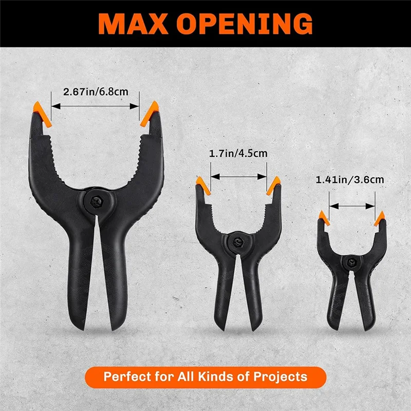 Braçadeiras de mola premium atualizadas de 10 peças, clipes resistentes PP em tamanhos variados 6,5 polegadas, 4,5 polegadas e 3,5 polegadas