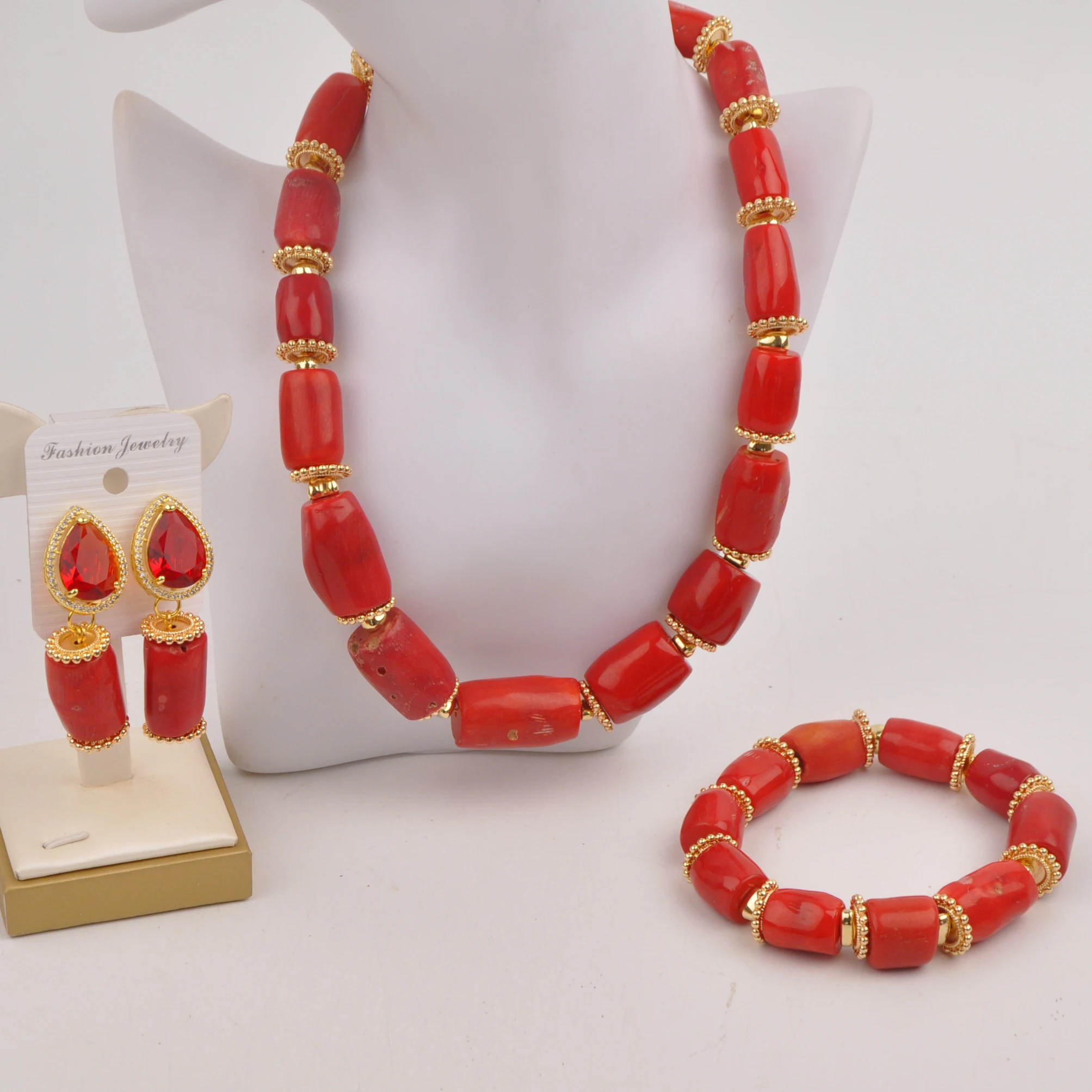 real-red-coral-beads-jewelry-sets