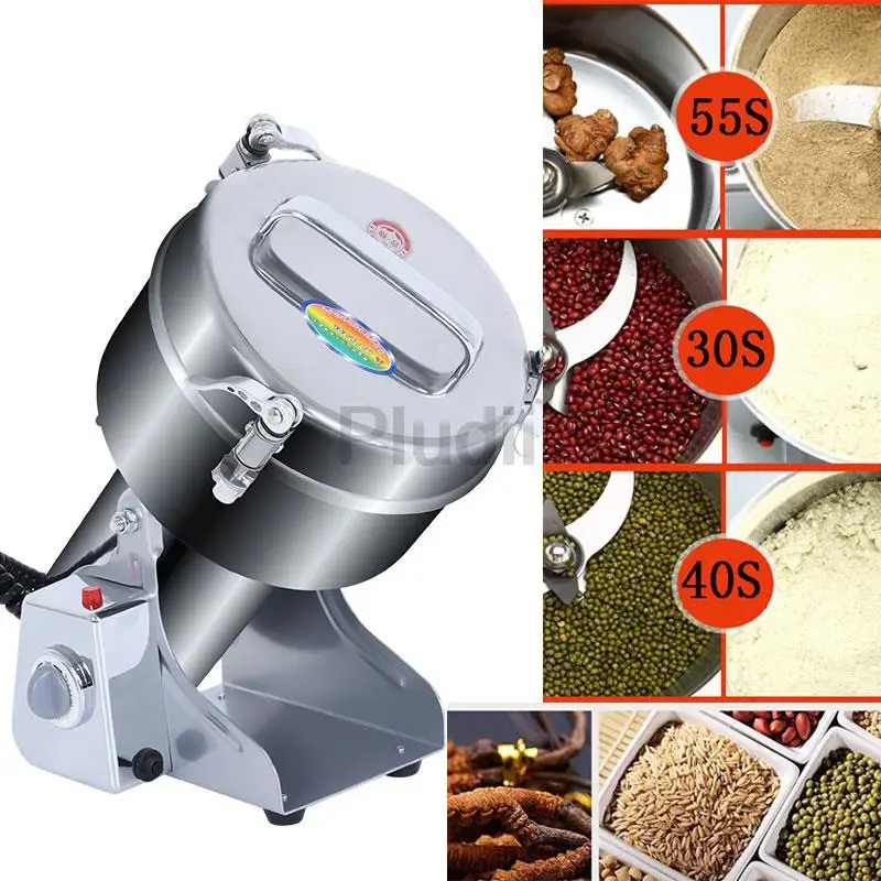 Mesin Penggiling Biji-bijian, Rempah-rempah, Sereal, Kopi, Makanan Kering, Tepung, 1000G/2000G, Baja Anti Karat 304