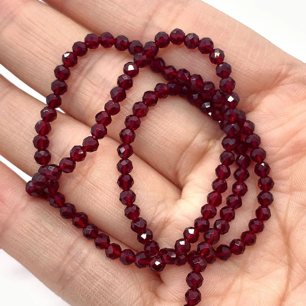 Glass Spinel Necklace Seed Bead 2mm 3mm Faceted Round Small Charms Loose Beads Jewelry Making Earrings Bracelet DIY Accessories