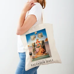 Ladies Shopping Bag Salvador Dali Surreal Venus Butterfly Fruit Handbag Foldable Cloth Shopper Harajuku Style Canvas Tote