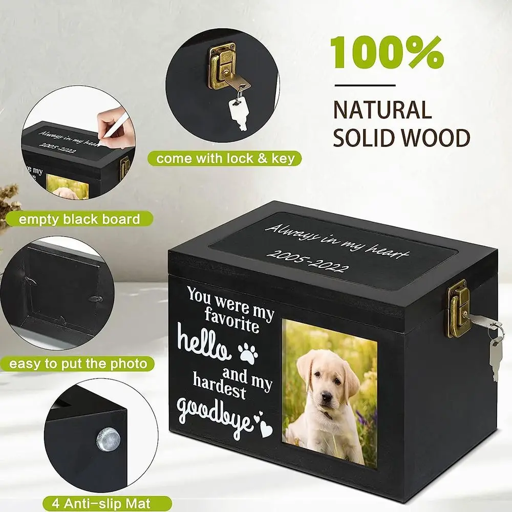 Accessories Pet Supplies Pet Urns Large Universal Pet Cremation Box Memorial Letter Photo Frame Pet Ash Box