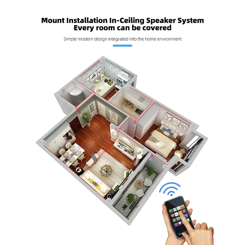 B24B 7 Inch Android 11 Music Amplifier Audio System 8 X 30W 2 Zone Android 11 Wifi 7 Inch Touch Screen Amplifier