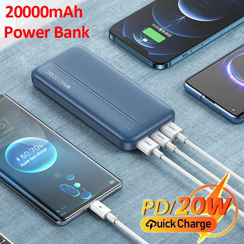 

Ranwomen 20000mAh Power Bank External Large Battery Capacity Portable Charger PowerBank PD 20W Fast Charging For iPhone Samsung