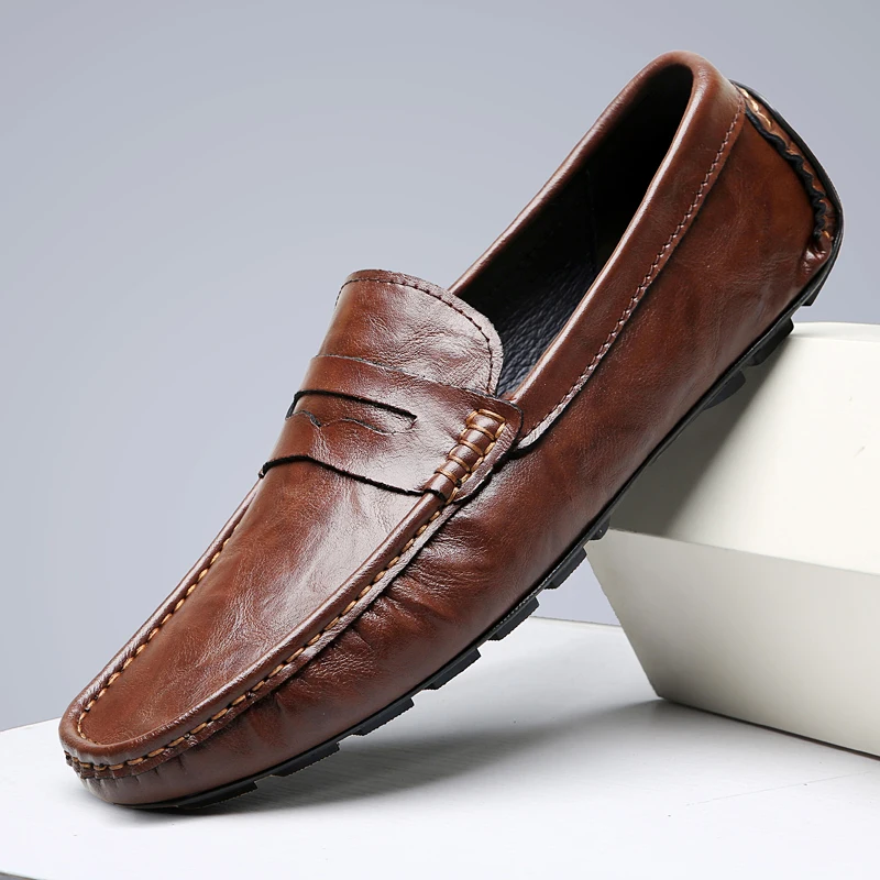 

Large Size 47 Leather Penny Men's Loafers and Slip-ons Casual Shoes Man Moccasins 2026 Summer Slip-On Flats Mens Driving Shoes