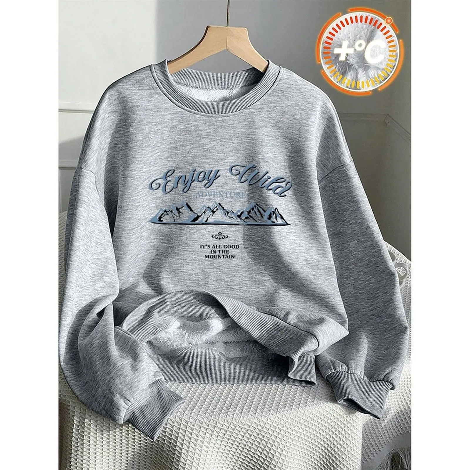 

Loose Fit Top Women Sweatshirt Daily Outfit Comfortable Loose Fit Regular Length Printed Pattern Crew Neckline