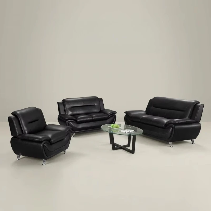 Modern luxury 7-seater reclining sofa set for living rooms, breathable air leather