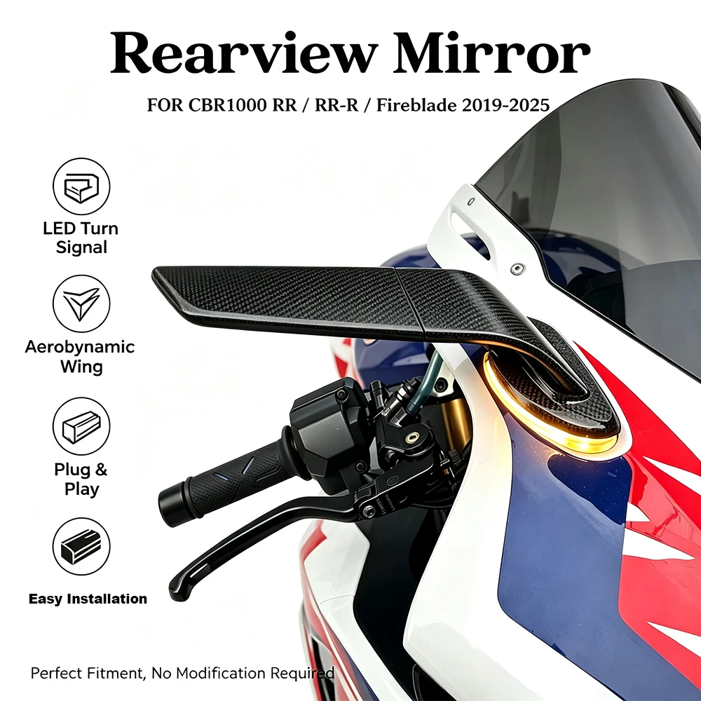 For Honda CBR1000RR CBR1000 RR CBR 1000 RR-R Fireblade Rearview Mirror Stealth Mirrors Sports Winglets Mirror Adjustable Mirrors