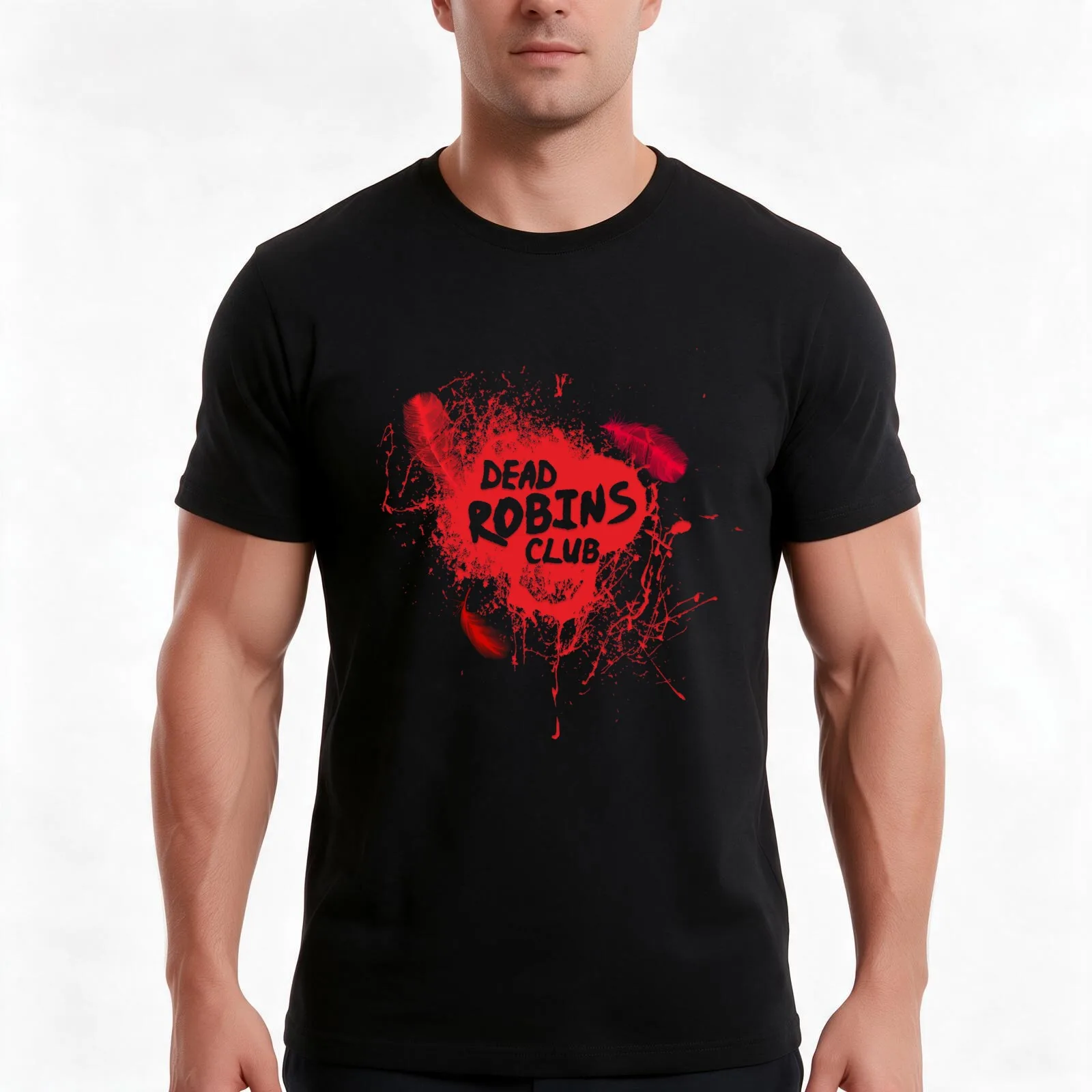 Dead Robins Club II T-Shirt, Summer Casual Cotton Tee, Oversized Streetwear Tops, Vintage Graphic Print, Loose Fit Short Sleeve