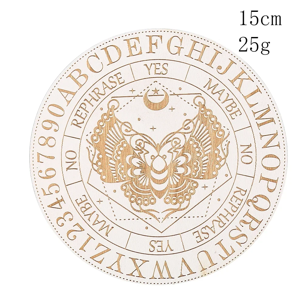 5.91in Wooden Pendulum Board Black White Stars Sun Moon Moth Devil Cat for Divination Message Board Metaphysical Meditation