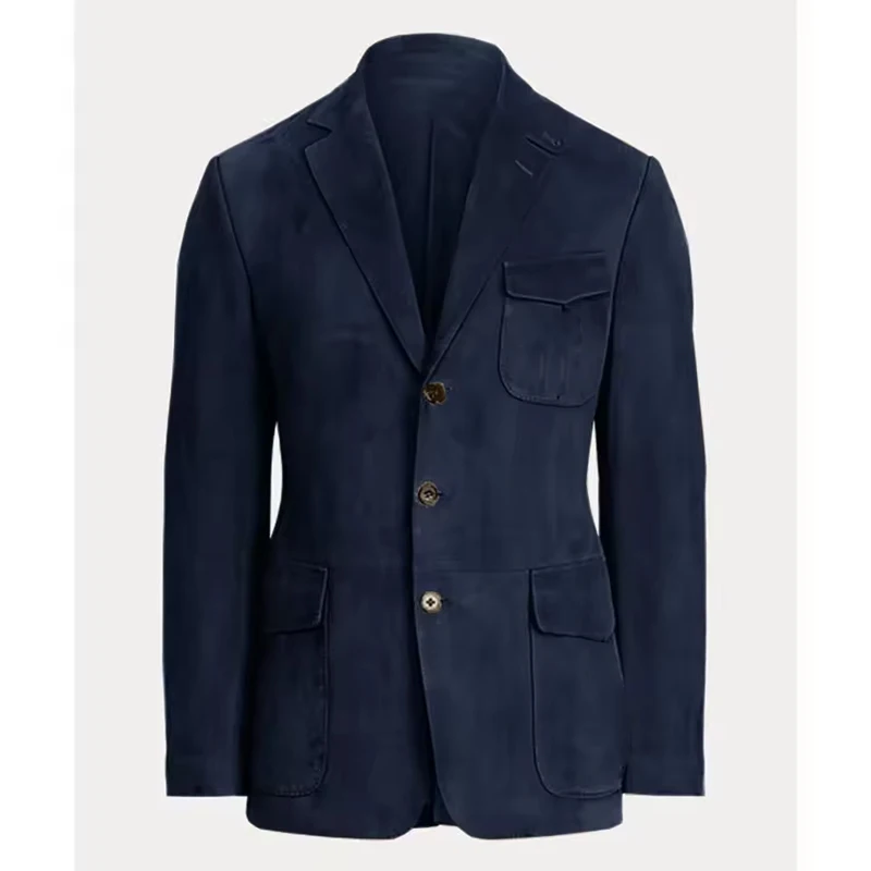 

Mens Suede Like Blazer Jacket Design Pocket Single Breasted Notch Lapel Casual Jacket Fashion Slim Fit Comfort Elegant Mens Coat