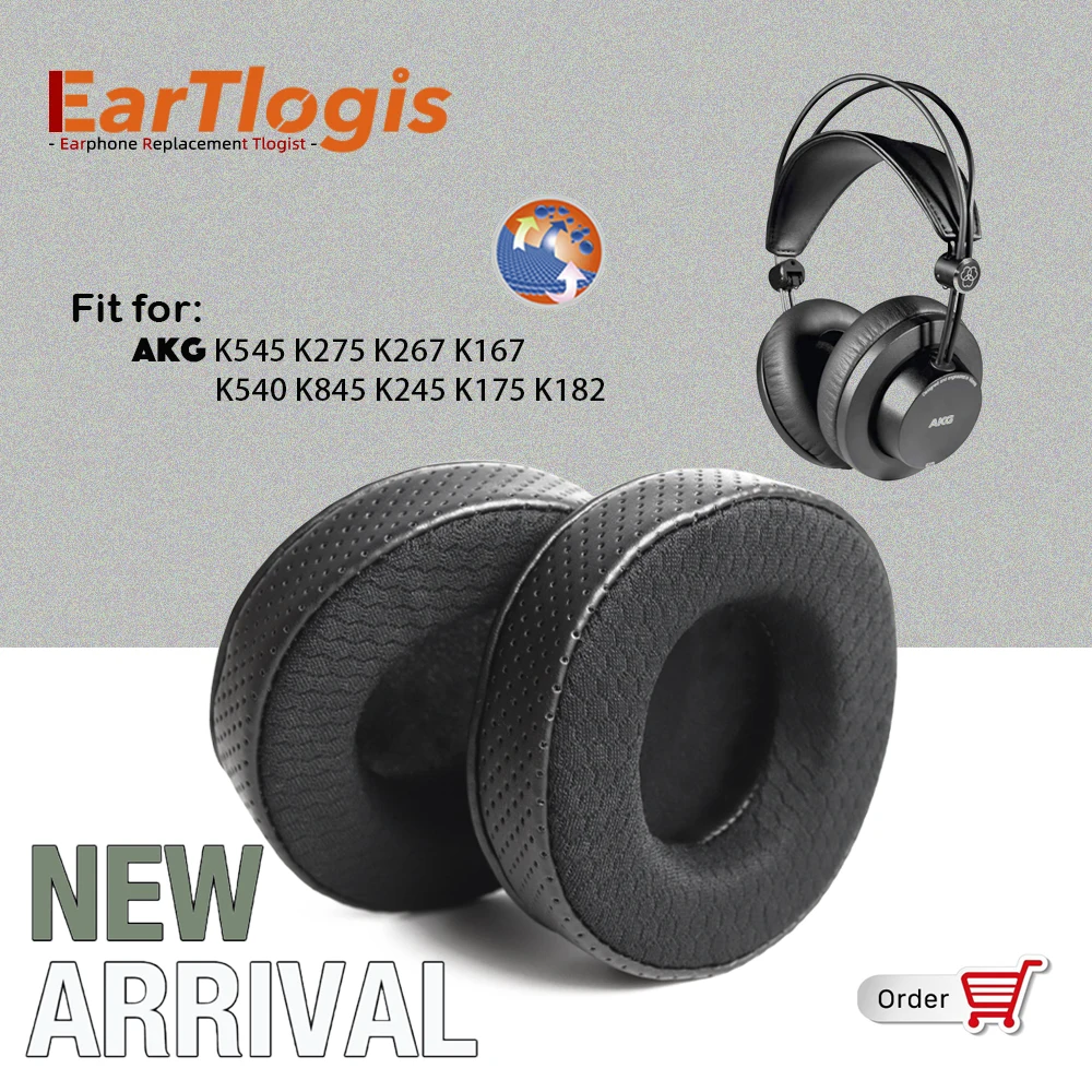 

EarTlogis New Arrival Replacement Ear Pads for AKG K545 K275 K267 K167 K540 K845 K245 K182 Headset Earmuff Cover Cushions