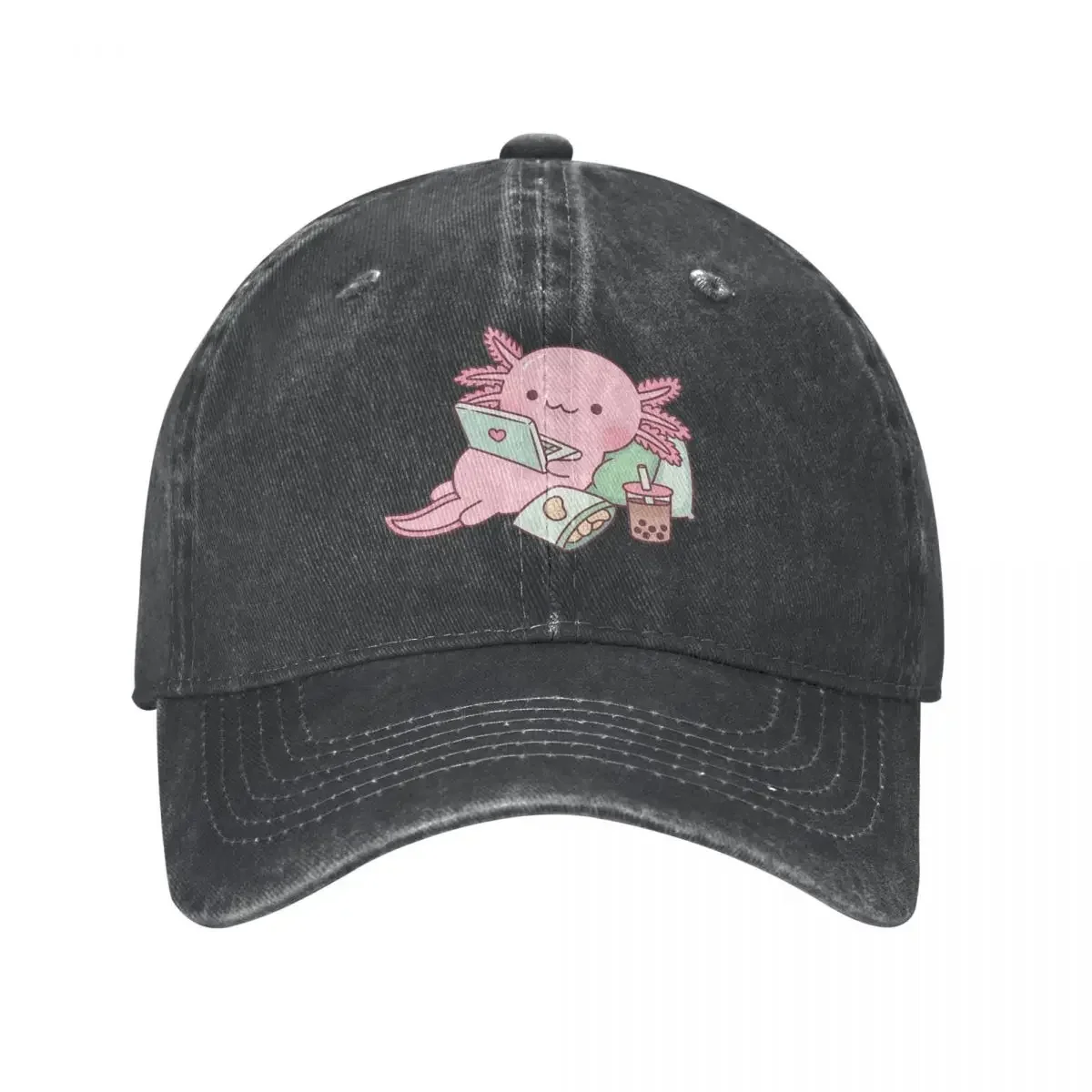 Cute Chilling Axolotl Baseball Caps Snapback Damln Hats Outdoor Adjustable Casquette Sports Baseball Cowboy Hat for Men Women