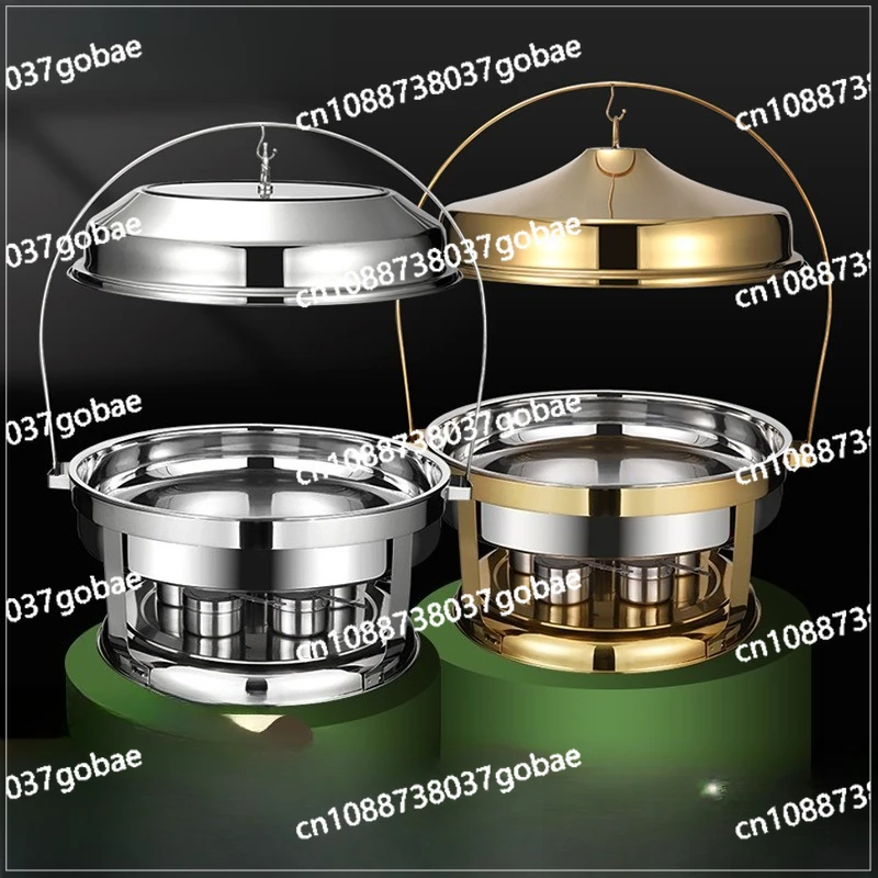 

Large capacity 20L round hanging cover buffet pot Hotel commercial gold-plated stainless steel dining pot