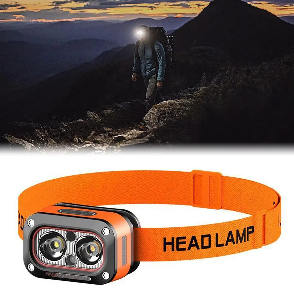 

Мощный светодиодный налобный фонарь с двойным источником света и интеллектуальным датчиком, перезаряжаемый, с красным и белым светом, 5 режимов работы, для кемпинга и бега