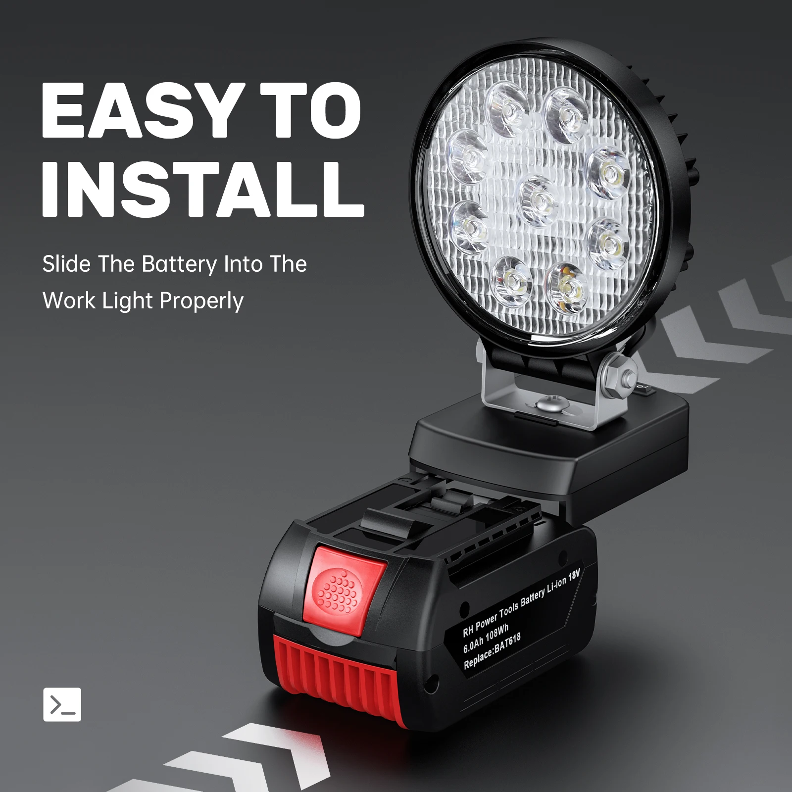 LED Work Light Flashlights For Bosch 18V Battery Portable Camping Lamp Emergency Tool For Outdoor Lighting Spotlight Light