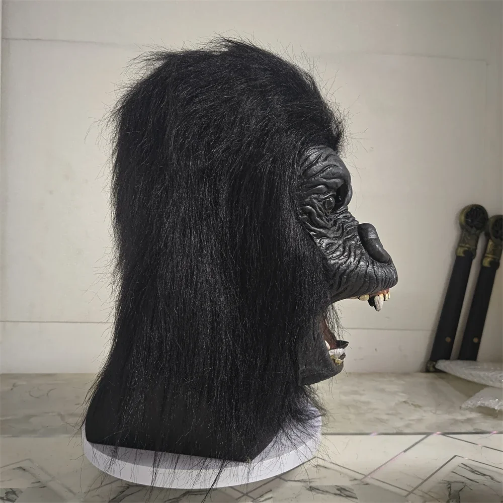 حية كينغ كونغ الغوريلا قناع الرعب الوحش اللاتكس قناع مع شعر مستعار زي الهالوين الدعامة كرنفال حفلة منزل مسكون ديكو