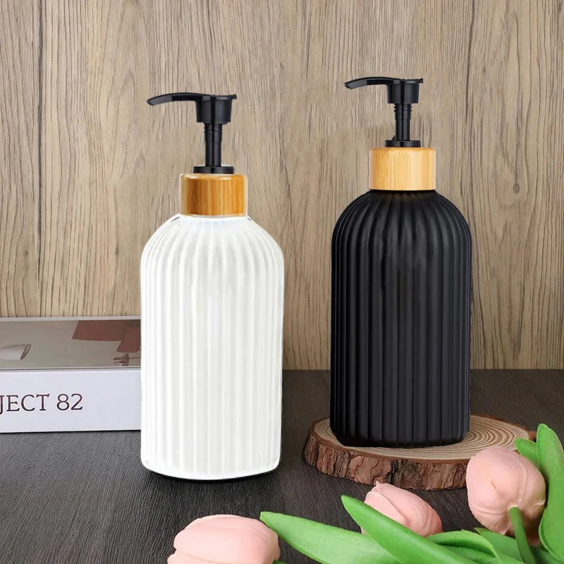 1pc Plastic Foam Dispenser Bamboo Pump Soap Dispenser Lotion Shampoo Bottle Refreshing Bath Gel Bottle Bathroom Accessories