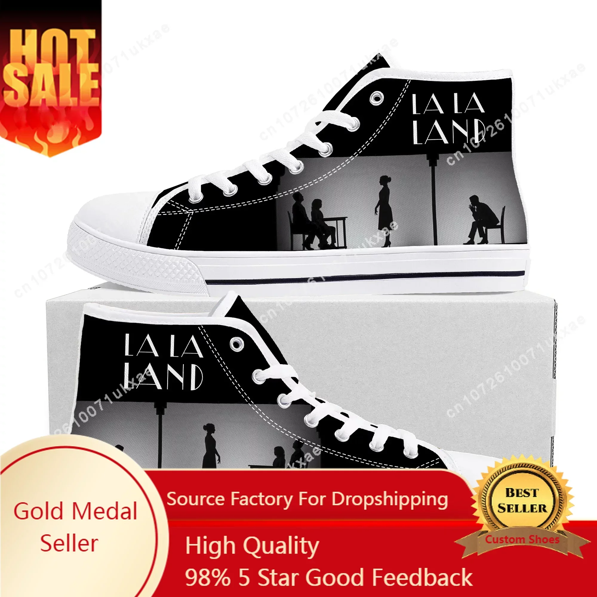 La La Land High Top Sneakers Mens Womens Teenager Emma Stone Ryan Gosling Canvas Sneaker couple Casual Shoe Customize Shoes