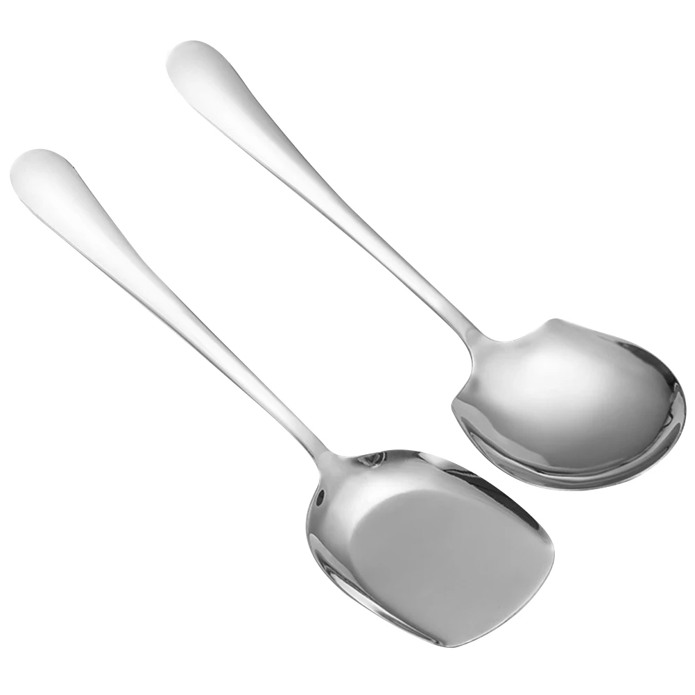 

1 set Thickened Serving Spoon Stainless Steel Large Size Oil Free Easy to Clean Restaurant Home Use Silver Color
