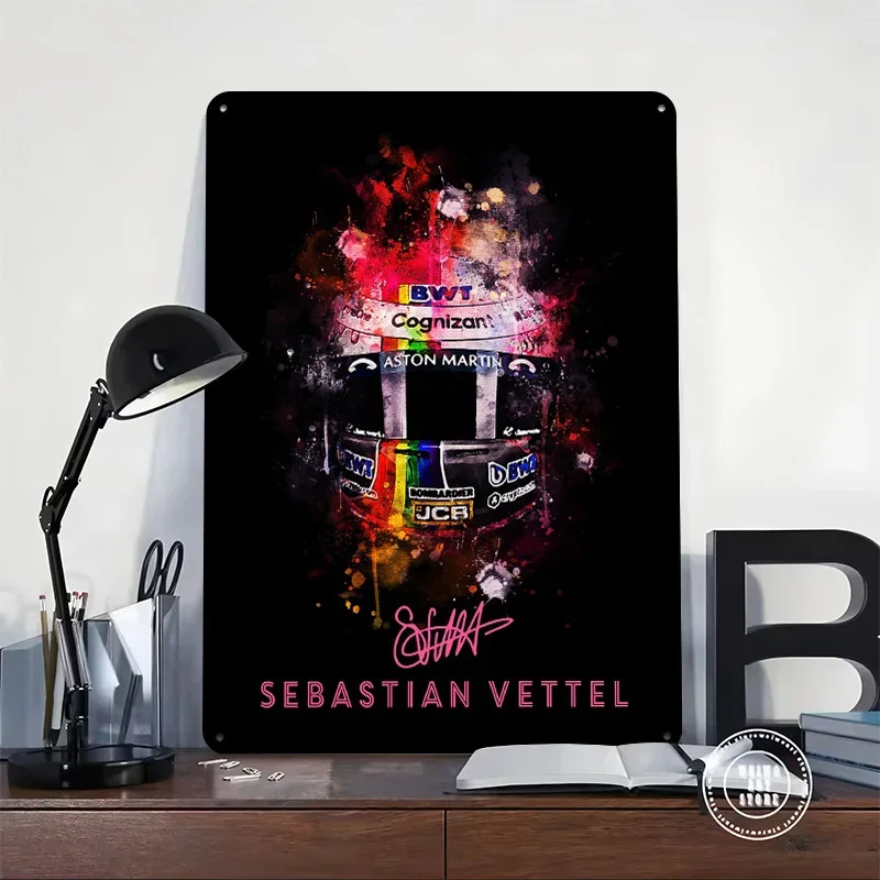 Sebastian Vettel Personalized 3D Textured Metal Poster Wall Art Vintage Tin Signs for Home Decoration Room Accessories Wand Deko